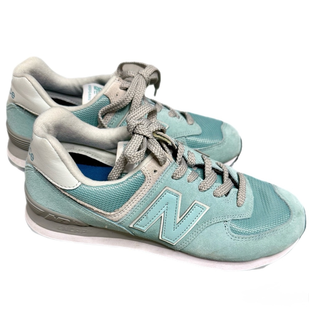 New Balance 574 Classic Sneakers - Teal Mint Green & Grey - Size 9.5 - Picture 5 of 6